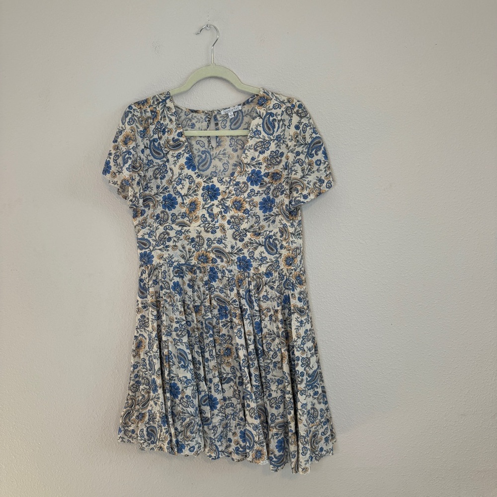 Patrons of Peace Blue and Cream Paisley Dress